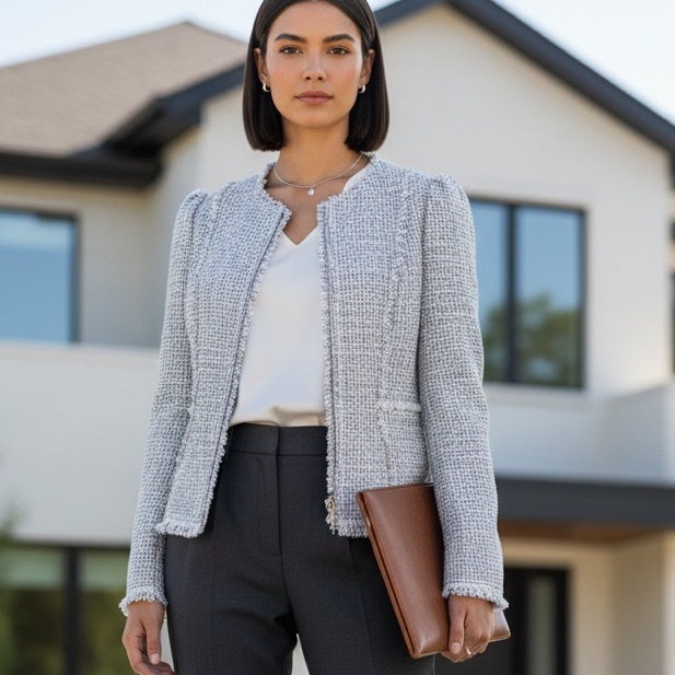 Rebecca Taylor Gray Tweed Boucl Jacket Blazer Size 0